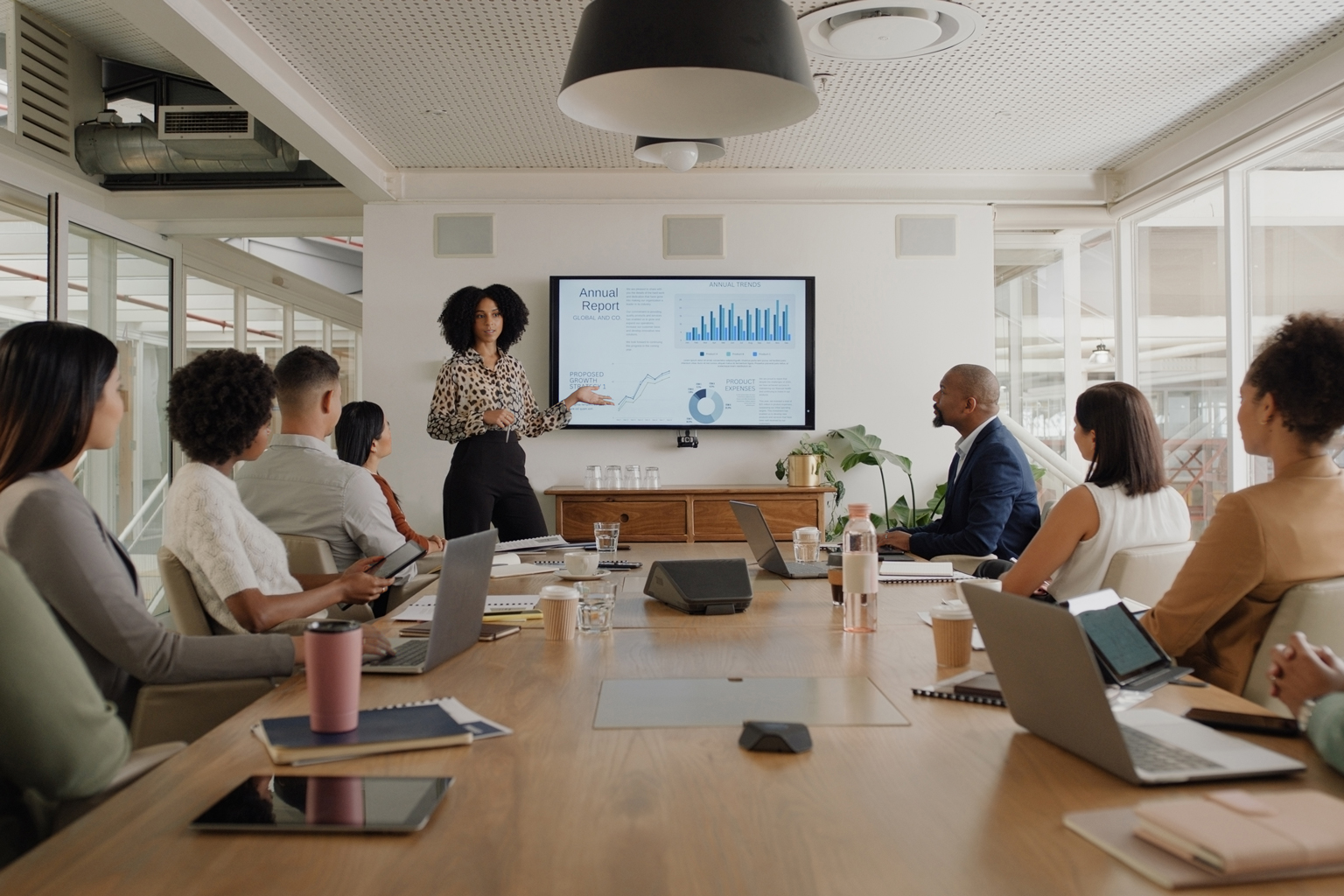 A well-equipped meeting room